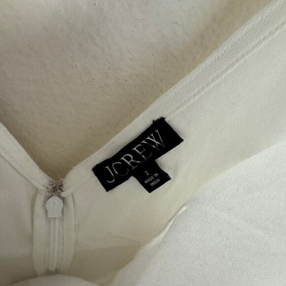 J.Crew Corset Midi Dress WMNS 2  White Stretch Twill V-Neck Sleeveless Back Zip - Picture 4 of 7